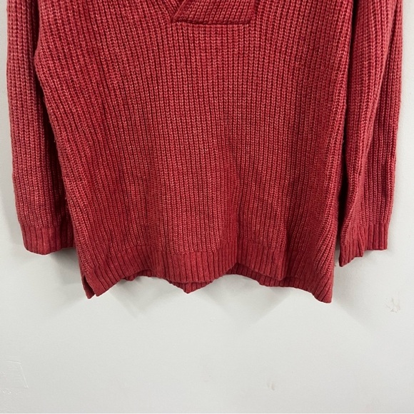 Talbots Shawl Collar Shaker Stitch Coral Sweater - Picture 5 of 11